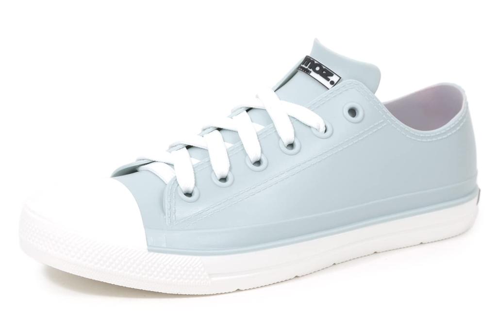 Akiriko MOZ Rain Shoes with Original Colorful Size M Women's One-Piece Low-Cut Lace-Up Insoles, Sax,