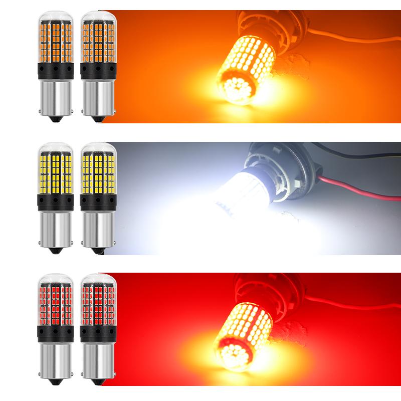 1156 BA15S P21W BAU15S PY21W T20 7440 W21W 1157 P21/5W W21/5W 7443 LED-lampor 3014 144SMD LED CanBus-lampa För blinkerslampa
