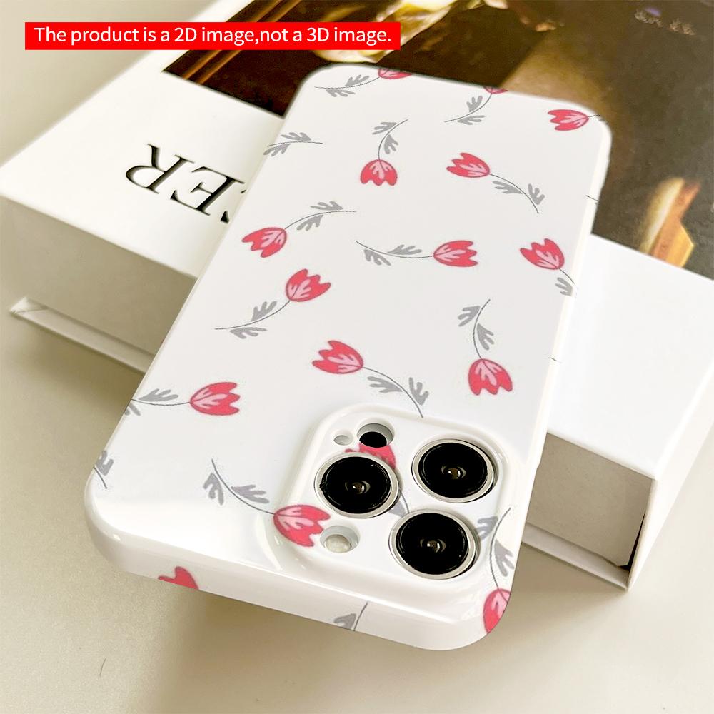 Red Tulip Floral Pattern Phone Case All Inclusive Film Hard Phone Case, Compatible with iPhone 18 Pro Max 17 16 15 14 13 12 11