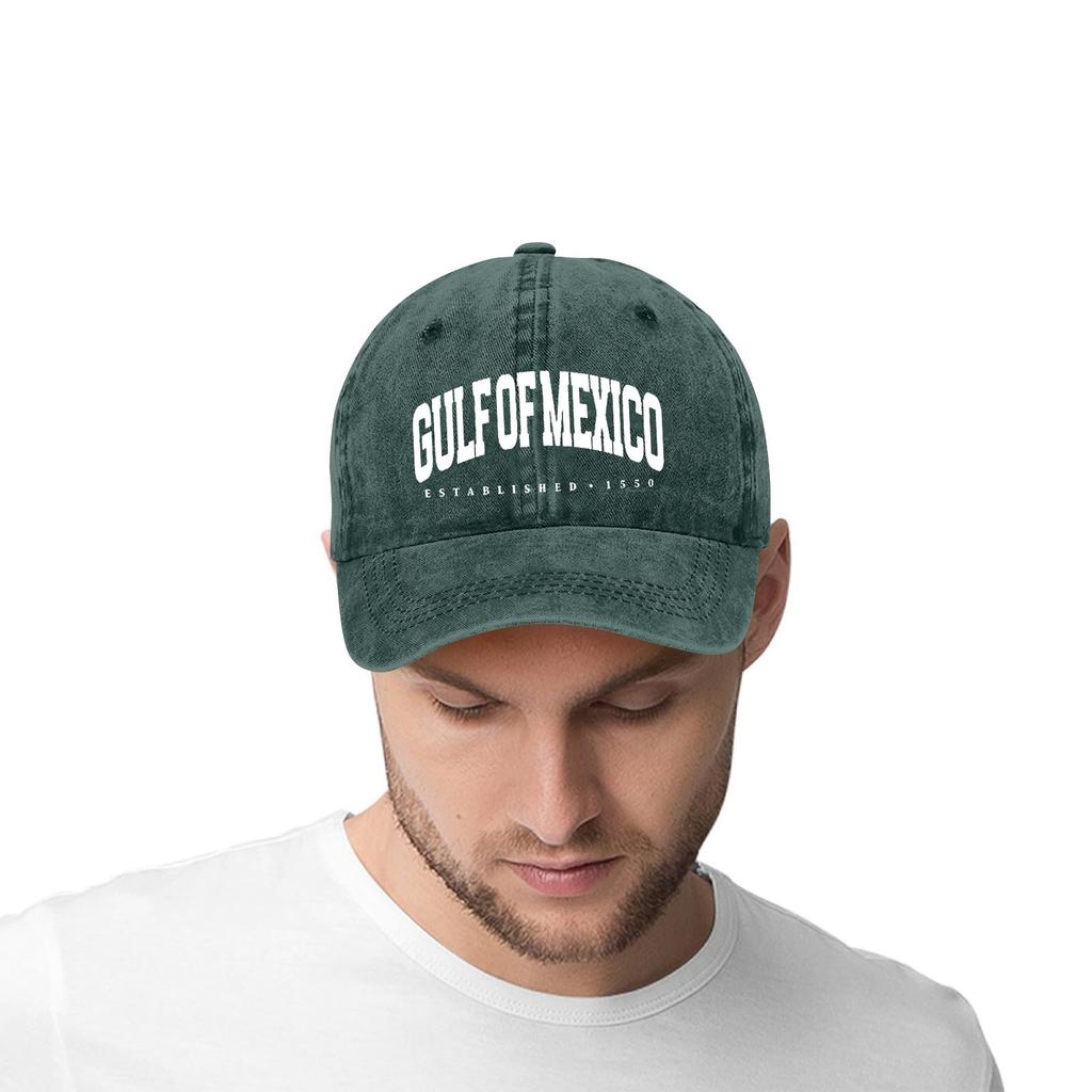 Adjustable Unisex Baseball Cap with Gulf of Mexico Print Vintage Washed Cotton Twill Outdoor Sports Hat for Men and Women