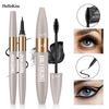 Doppelseitiges Mascara- und Eyeliner-2-in-1-Set, Hochpigmentiertes wasserdichtes Augen-Make-up-Set, Lockende & Volumisierende Mascara + Präziser schwarzer Eyeliner