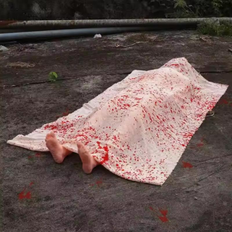 Halloween Blood-Stained White Silk Mesh Stockings for Party Decorations and Props