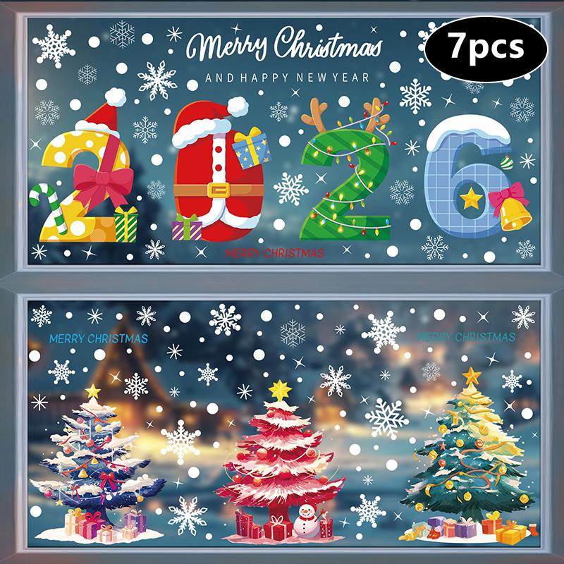 Creative Christmas Decorations, Electrostatic Stickers, Shop Window Decorations, Christmas Decorative Glass Stickers