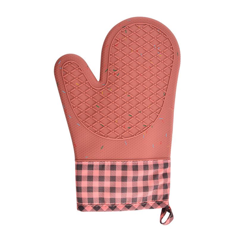 In Stock Color Dot Diamond Pattern Heat-Resistant Silicone Oven Mitts