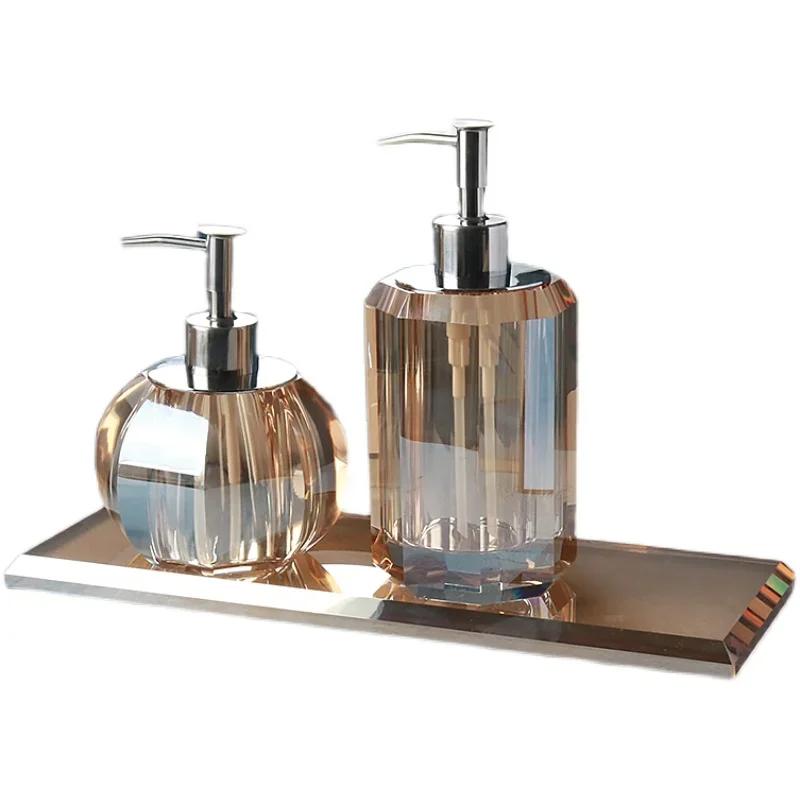 Crystal Lotion Bottle Hand Sanitizer and Shower Gel Press Pack Empty Bottles Hotel Bathroom Accessories Tray Toilet Set