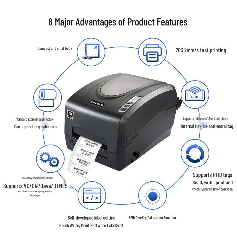 Ezscan GL73R UHF Flexible Anti-metal RFID Label Printer