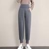 Women Winter Thick Warm Pants Lambskin Cashmere Pants High Waist Black Harem Long Trousers Wool Cold Resistant Pants PELEDRESSS