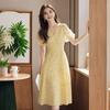 Vintage Floral Knit Dress With Vneck And Short Sleeves For Women Spring 2025