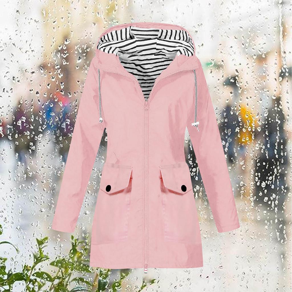 Women's jacket hooded lightweight outdoor long hooded windbreaker