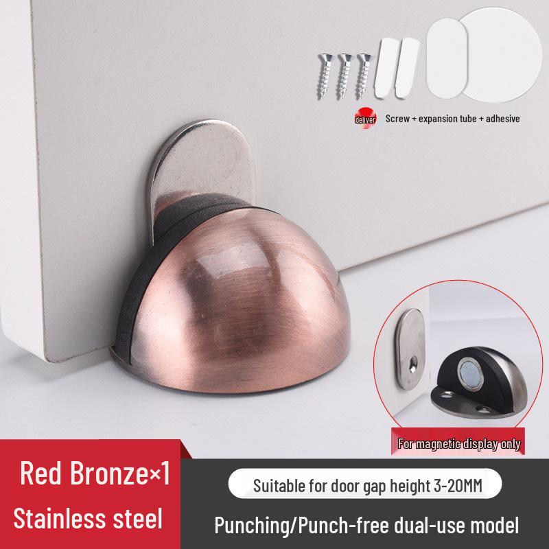 304 Stainless Steel Magnetic Turtle Top Door Stopper, Anti-Collision Floor Bumper & Rubber Limiter