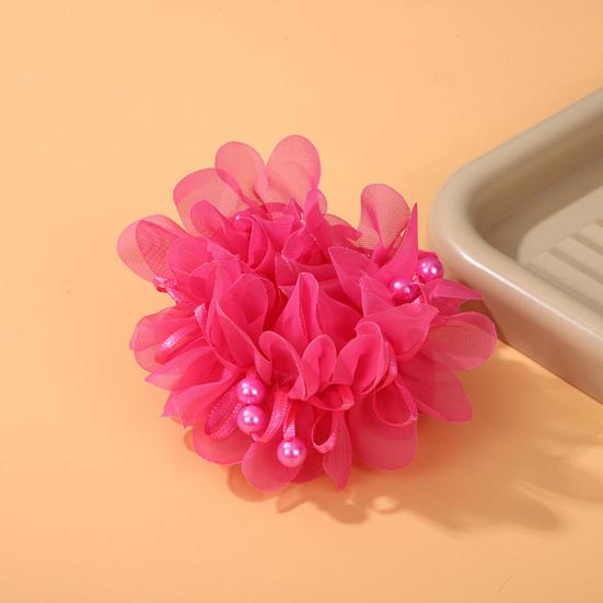 Elástico de Cabelo Cor Vibrante Decoração de Pérolas Artificiais Faixa de Cabelo Infantil Performance de Palco Alto