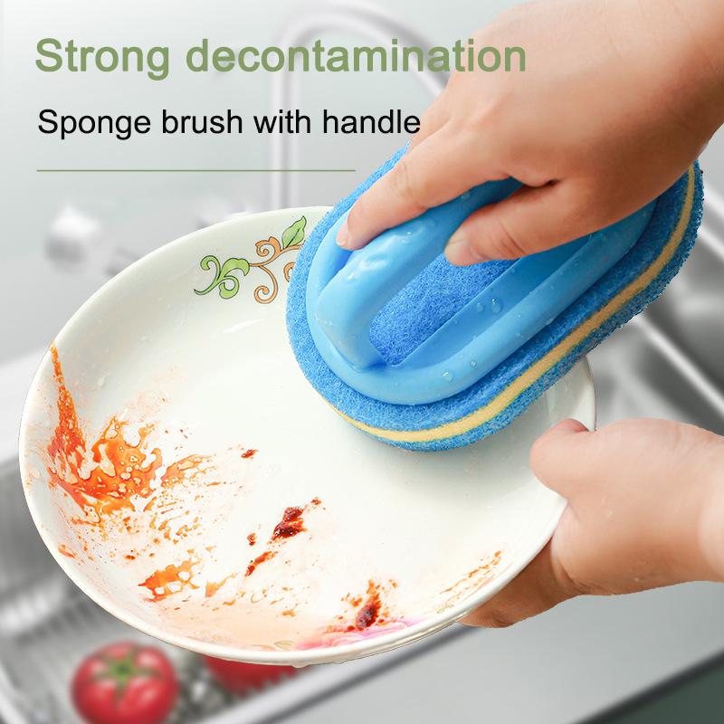 1-3PCS Household Cleaning Brush Magic Handle Sponge Easy Cleaning for Kitchen Bathroom Toilet Wall Window Cleaning Tools