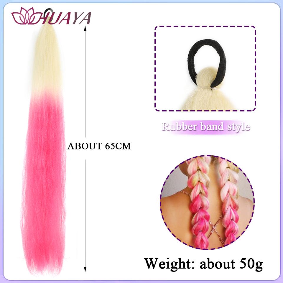 26 Zoll Synthetische Pferdeschwanz-Extensions mit Gummiband Ombré Geflochten Bunter Pferdeschwanz DIY Pferdeschwanz Haare Tägliche Party-Nutzung