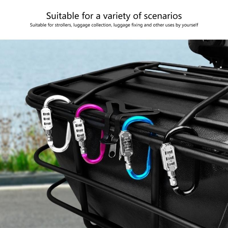 Padlocks for Luggage Aluminum Alloy Locks 3 Dial Digit Resettable Lock Carabiner