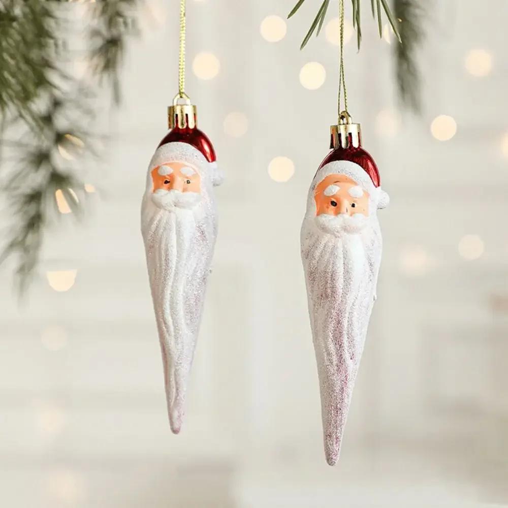 2PCS Red&white Christmas Hanging Decoration Plastic Santa Clause Christmas Tree Ornament Festival Party Supplies Xmas Baubles