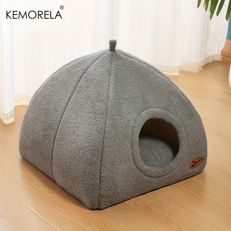 2025 Winter Verdicktes Indoor Katzenbett 2-in-1 Katzenhaus Zeltbett mit Abnehmbarem und Waschbarem Weichem Kissen, Unmontiert