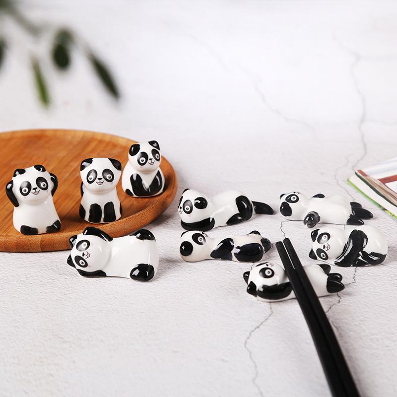 Cute Panda Ceramic Rack Chopsticks Stand Rest Knife Fork Holder Chinese Style Cutlery Chopstick Rest Kitchen Tools For Home Use