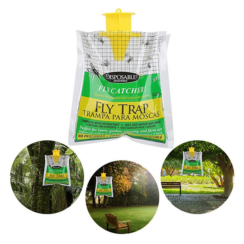 Capcană suspendată pentru muște cu momeală pentru muște, pungă de captură de unică folosință, ucigaș netoxic pentru muște, viespi, insecte, gândaci, pentru exterior, grădină, fermă