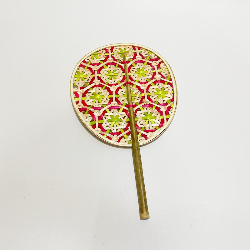 1pc Colorful Handmade Fan Ethnic Style Bamboo Woven Fan Summer Anti-mosquito Cooler Braided Hand Fan Crafts Home Decoration
