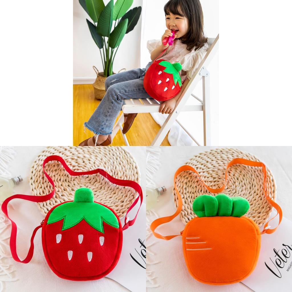 Cartoon Strawberry Mini Plush Shoulder Bag For Girls Kids Kids Gift
