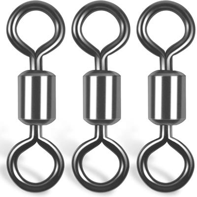 50Pcs Rolling Barrel Fishing Swivels Stainless Steel Black Nickel Fishing Line Connector Swivels Fishing Tackle for Saltwater