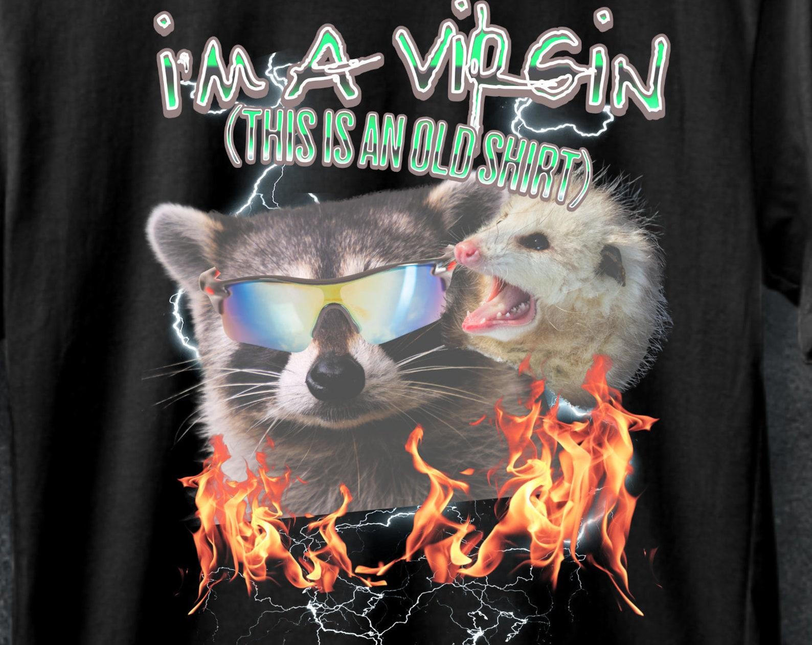 Funny Raccoon Possum Meme T-Shirt, Virgin Humor Tee XL