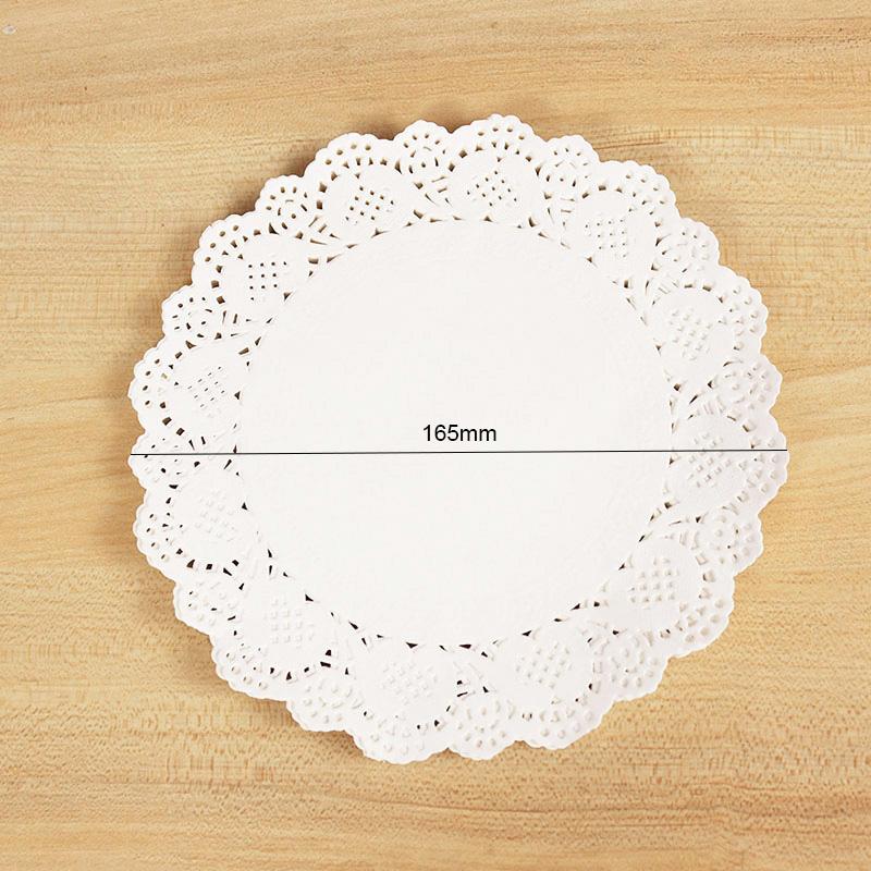 100pcs White Round Lace Doilies Paper Coaster Placemat Cake Mat DIY Craft Gift Packaging Wedding Birthday Party Table Decoration