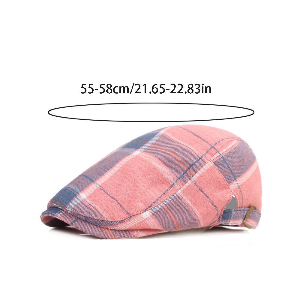 Cotton Lattice Sun Hat Dopamine Style Flat Peaked Cap Elegant Plaid Beret Hat  Travel