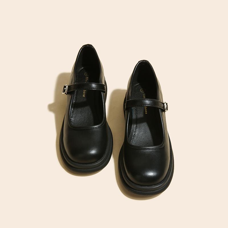 

Q1-7 туфли-лодочки в цветовой гамме, новые всесезонные, для работы, французские, с открытым подъемом, на платформе, на толстом каблуке, женские туфли, британские маленькие кожаные туфли 40 чёрный