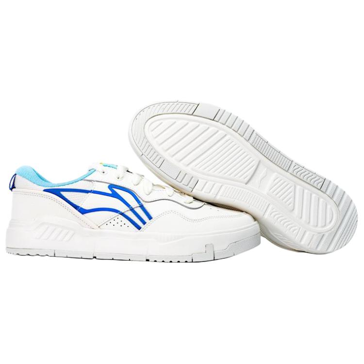 Li Ning Common 80s Coverage Slip Resistant And Abrasion Resistant Low top Skateboard Shoes Men's Champagne White AGCV207-1