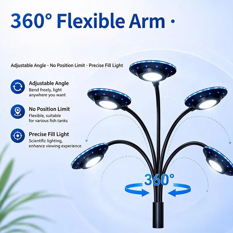 Led Aquarium Light 3-Color Dimmable Spectrum Lamp Clip On Fish Tank Gooseneck Lights Usb 5W Aquatic Plant Lighting Decor