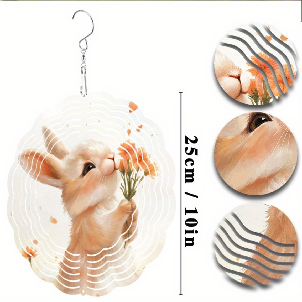 

360 Degree Rotating Metal Wind Spinner with Cute Rabbit Design for Garden Decor Perfect Gift for Home and Outdoor All Season 01A
