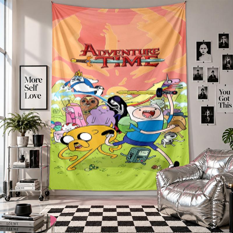 Wall TapestryAdventure Time Cartoon Art Hanging Cloth Decorative Background Cover for Room Decoration