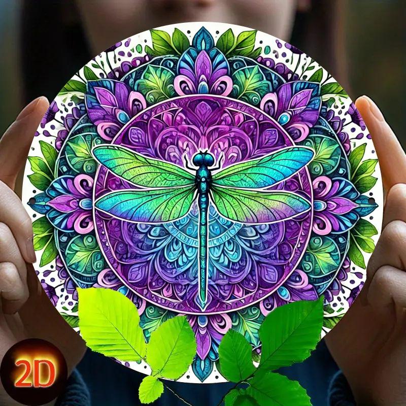 Bohemian Dragonfly Mandala Floral Pattern Metal Tin Sign Colorful Boho Art Wall Decor for Home Garden Yard 20x30cm(7.8x11.8inch)