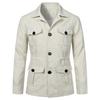 2023 Spring Lapel Multi-pocket Men's Casual Linen Workwear Jacket YJ201