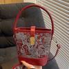Autumn New Fashion Trend Embroidery Women's Crossbody Portable Bucket Bag Niche Bag