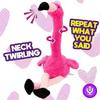 Flamingo Falante Repete o Que Você Diz Girando Elétrico Interativo Animado Brinquedo Pelúcia Falante Companheiro Presente para Crianças Pequenas Aniversário Festival Feriado, Alfinete