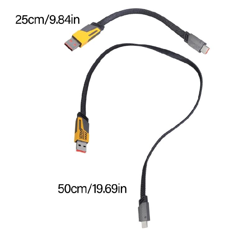 Fast Charging Power Cord 65W Type C + USB to Type C Data Cable Wire 2-in-1 Designing with 480Mbps Transfer Rate 25/50cm