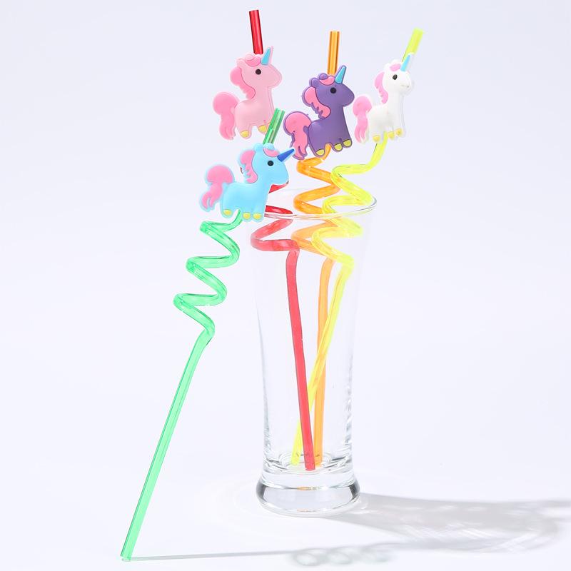 Popular Cartoon Unicorn Animal Art Art Straw Child Birthday Party Drink Decoration Girl