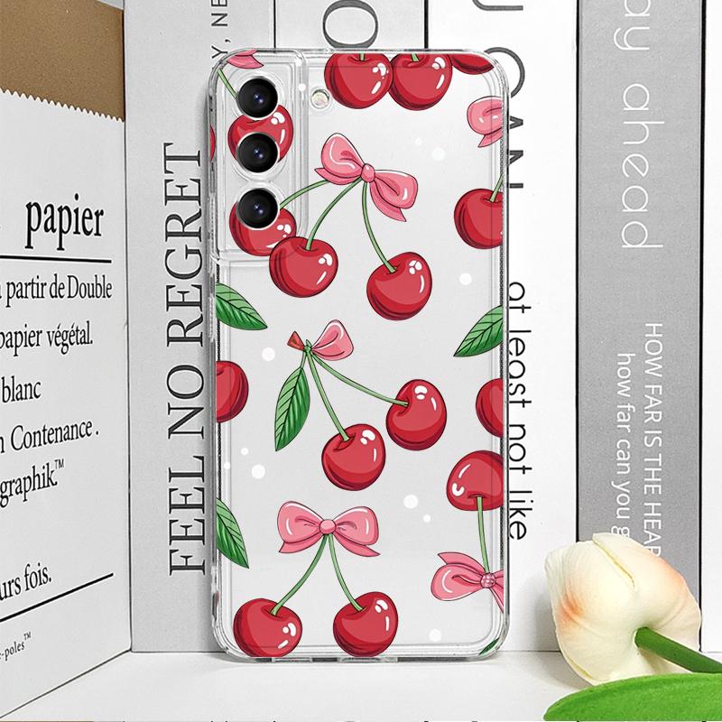 Funny Butterfly Flower Cherry Cute Clear Phone Case for Samsung Galaxy A14 A56 A55 A54 A36 A53 A51 A13 A15 A25 A52 5G Soft Cover