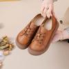 Genuine Cowhide Mom Shoes, Round Toe Versatile Casual Leather Shoes, Spring Summer Soft‑Sole Wear‑Resistant Flat Loafers for Women SA‑1011