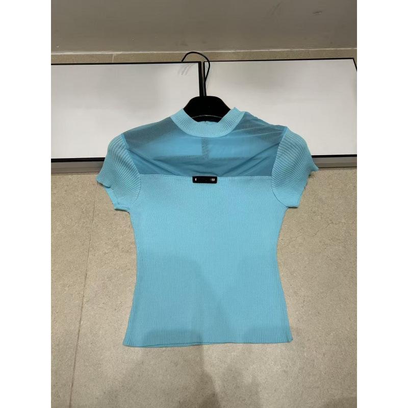 Summer 2026 Casual Sexy Knit Mesh Hollow Round Neck Short Sleeve Slim Fit Top
