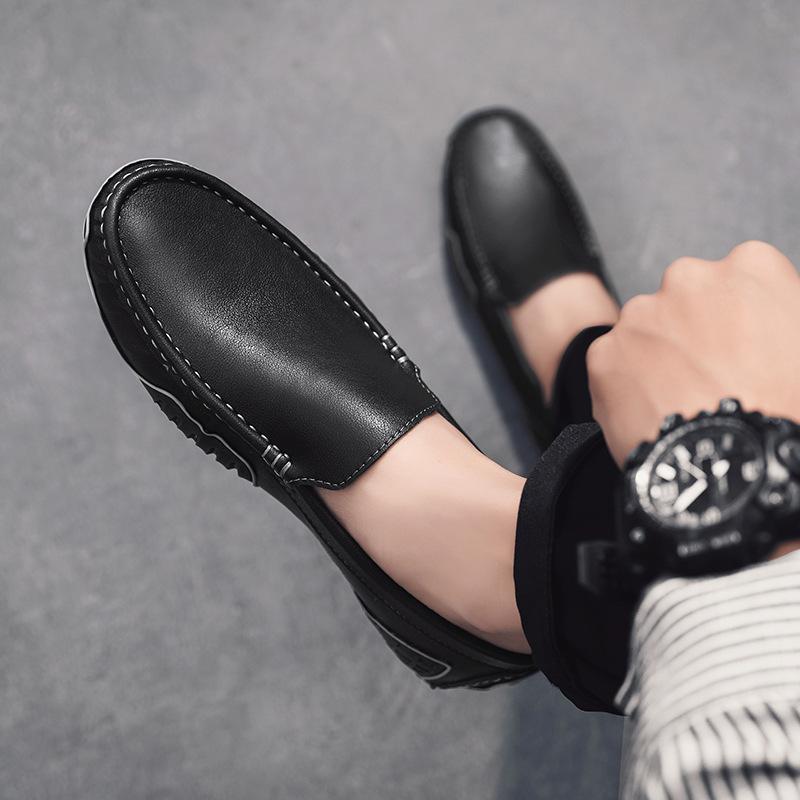 Large size men's shoes genuine leather Doudou shoes summer breathable casual leather shoes one pedal driving tide shoes comfortable