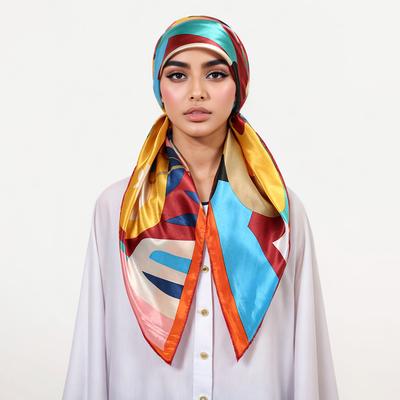 Printed Silk Scarf Hijab Satin Women Turban Foulard Bandana Headscarf Elastic Sunscreen Hijabs Scarves Hair Accessory