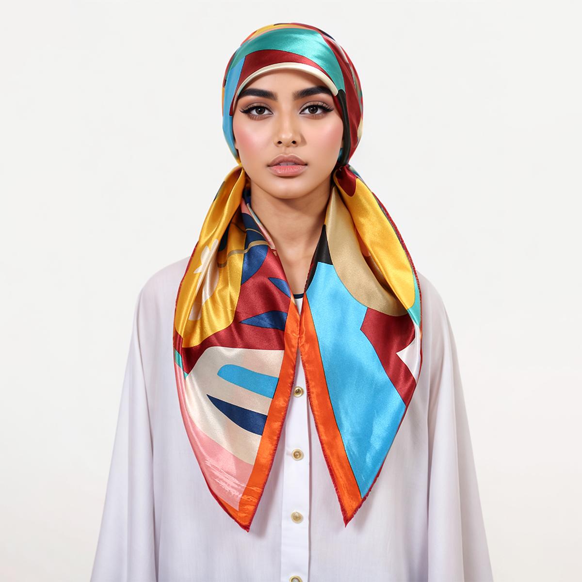 

Принт Шелковый Шарф Хиджаб Сатин Женский Тюрбан Фуляр Бандана Головной Платок Эластичный Солнцезащитный Хиджабы Шарфы Аксессуар для Волос