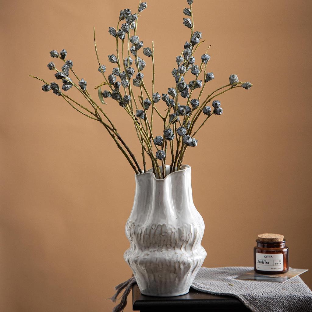 Wabi-sabi Modern Large European Ceramic Vase for Living Room or Dining Table Flower Arrangements