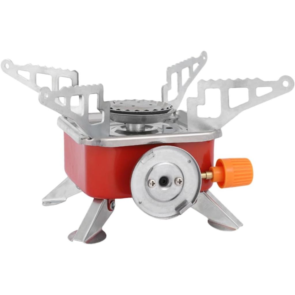 Portable Camping Stove Mini Outdoor Folding Metal Backpacking Gas Stove Windproof Furnace Cooking Burner for Hiking Picnic
