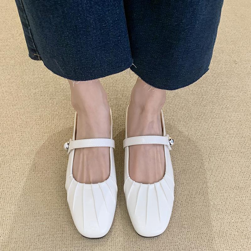 Sandals flat bottom Mary Jane bag head half drag women's shoes wear 2025 new popular silver single shoes