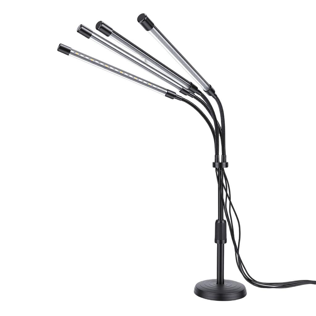 Pflanzenwachstumsleuchten 4 Köpfe Rot Blau Gelb Vollspektrum LED Pflanzenlampe Automatisches Ein/Aus mit Flexiblem Schwanenhals für Zimmerpflanzen