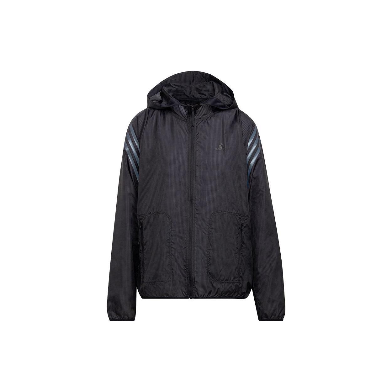 (WMNS) adidas Run Icons 3-Stripes Hooded Running Windbreaker Asia Sizing Black Women s HC7976 S